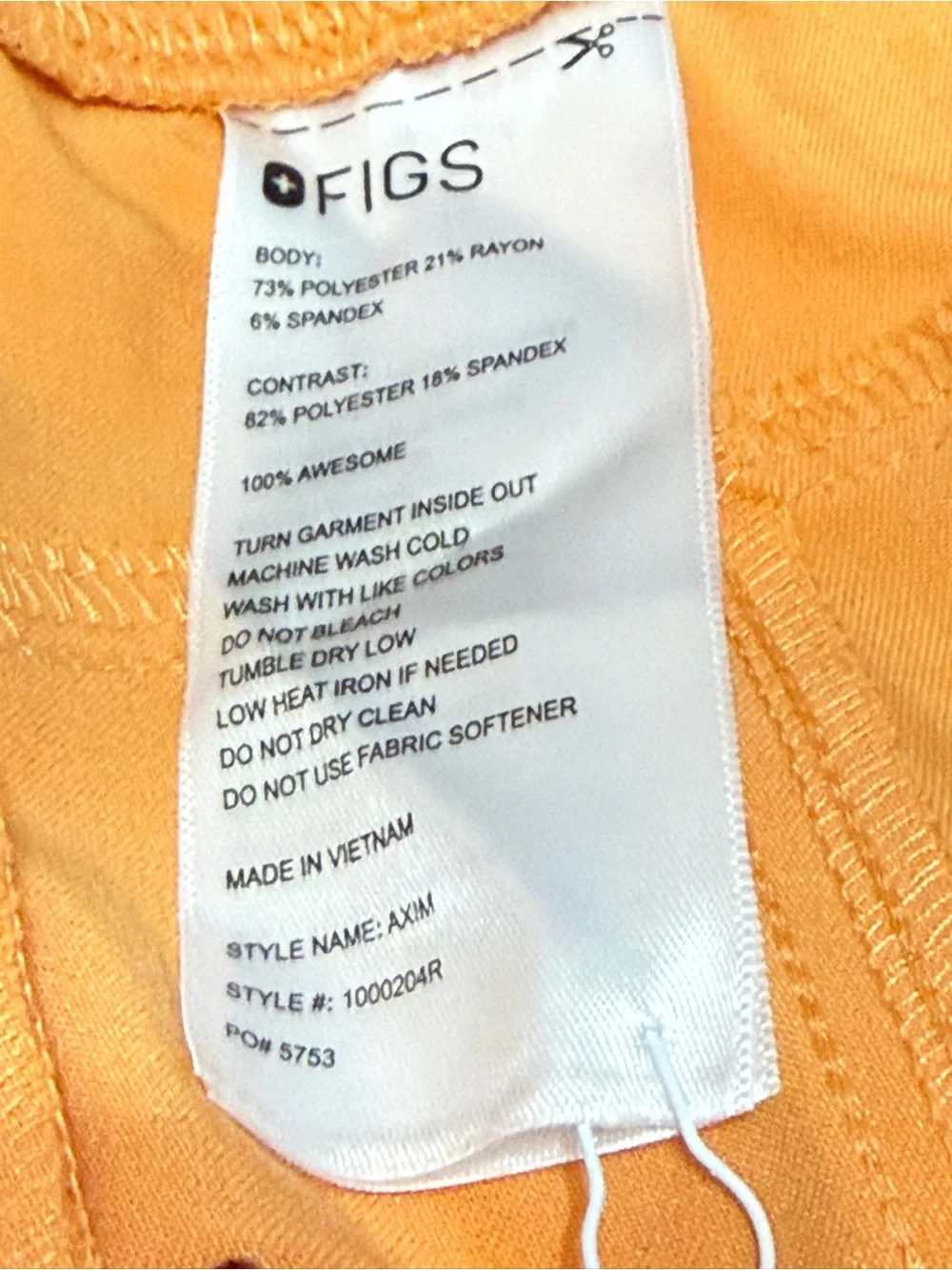 FIGS Axim Scrub Pants Men’s 3XL Regular Peach Orange NWT